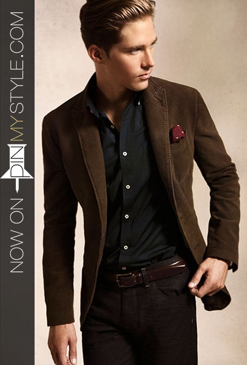 Pin My Style Mens Fashion Brown Blazer With Jeans Look